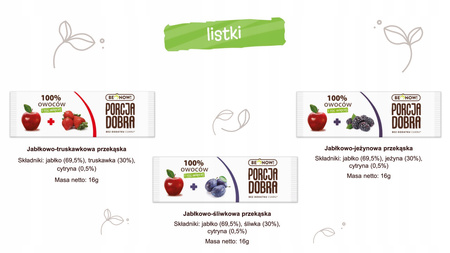 MIX przekąski owocowe Porcja Dobra 3 rodzaje x 8