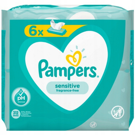 PAMPERS SENSITIVE Chusteczki naw. 6x52=312szt