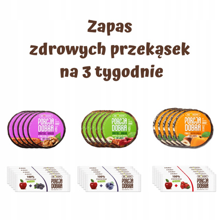 3-tygodniowy zapas zdrowych przekąsek Porcja Dobra