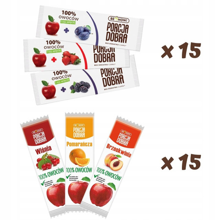 PORCJA DOBRA MIX przekąski owocowe 6 listków x5szt