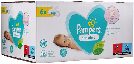 PAMPERS Sensitive Chusteczki nawilżane 6x80